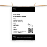 Derby County Tea Towel - Personalised (Fans Ticket Design)
