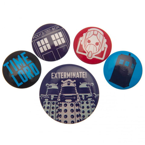 Doctor Who Button Badge Set  - Official Merchandise Gifts