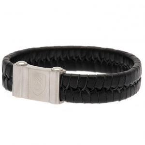 Fulham FC Single Plait Leather Bracelet