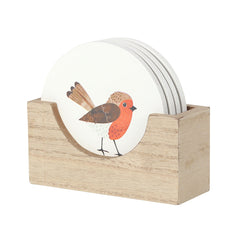 Garden Robin Coaster Set
