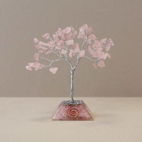 Gemstone Tree with Organite Base - 80 Stone - Rose Quartz