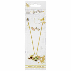Harry Potter Gold Plated Necklace & Earrings Honeydukes - 