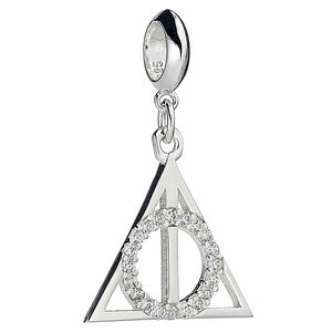 Harry Potter Sterling Silver Crystal Charm Deathly Hallows  - Official Merchandise Gifts