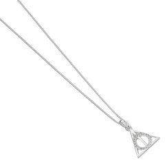 Harry Potter Sterling Silver Crystal Necklace Deathly Hallows  - Official Merchandise Gifts