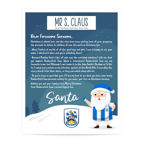 Huddersfield Town AFC Personalised Letter from Santa