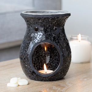 Large Black Crackle Oil Burner