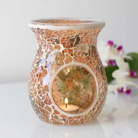 Large Brown Crackle Oil Burner