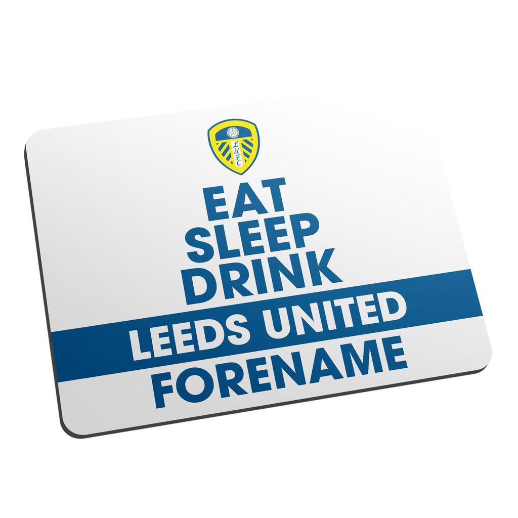 Personalised Leeds United FC Eat Sleep Drink Mouse Mat