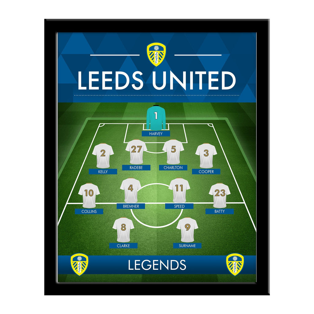 Personalised Leeds United FC Legends Line-Up Print - Framed