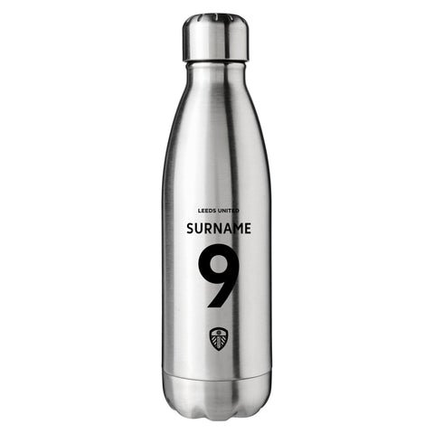 Leeds United FC Personalised Silver Insulated Water Bottle