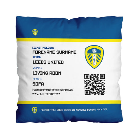 Leeds United Personalised Cushion - Fans Ticket (18")