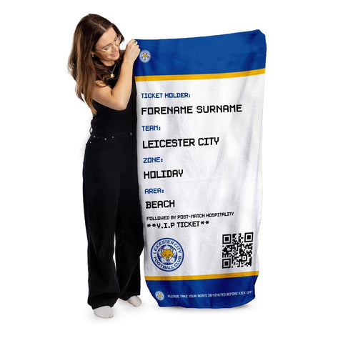 Leicester City Beach Towel (Personalised Fans Ticket Design)