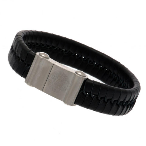 Leicester City FC Single Plait Leather Bracelet  - Official Merchandise Gifts