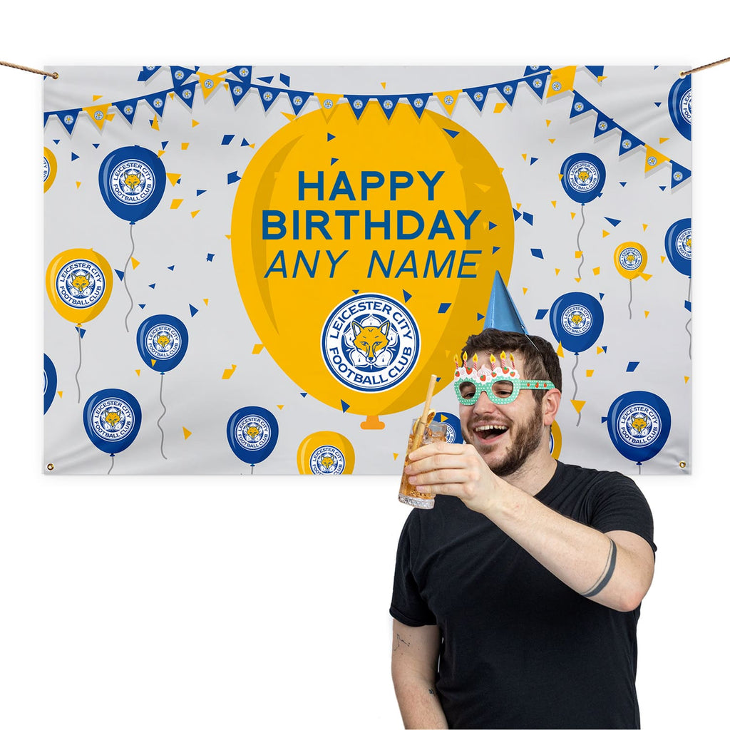 Leicester City Personalised Banner (5ft x 3ft, Balloons Design)