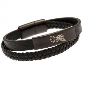 Liverpool FC Black IP Leather Bracelet  - Official Merchandise Gifts