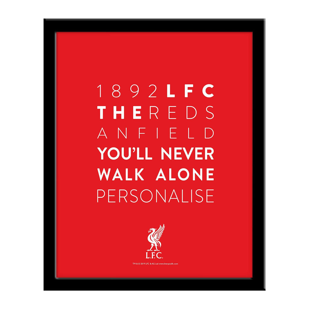 Personalised Liverpool FC Word Collage Framed Print