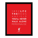 Personalised Liverpool FC Word Collage Framed Print