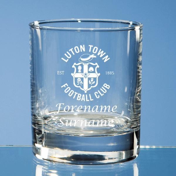 Personalised Luton Town FC Whisky Tumbler Glass
