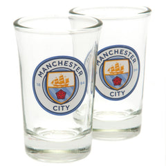 Manchester City FC 2pk Shot Glass Set  - Official Merchandise Gifts