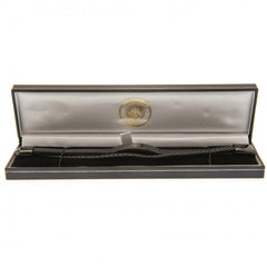 Manchester City FC Black IP Leather Bracelet  - Official Merchandise Gifts