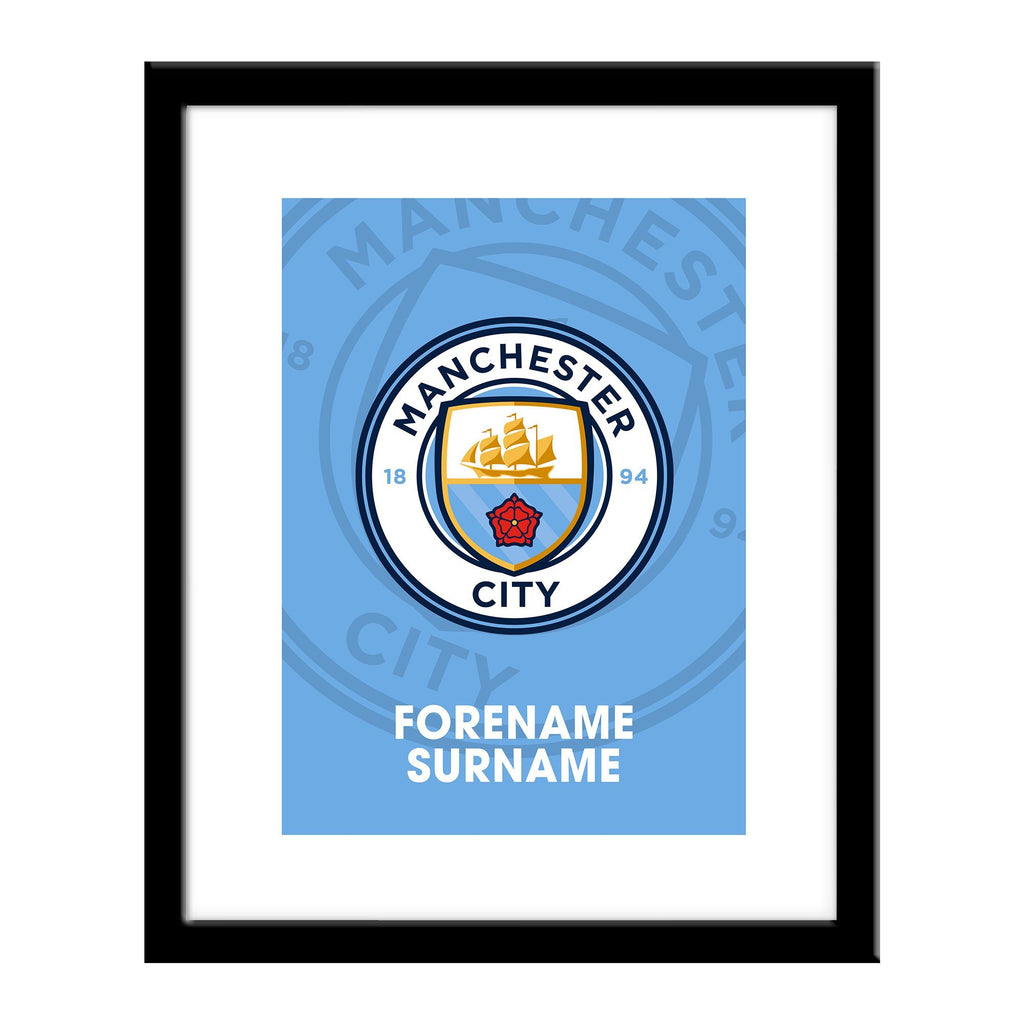 Personalised Manchester City FC Bold Crest Print