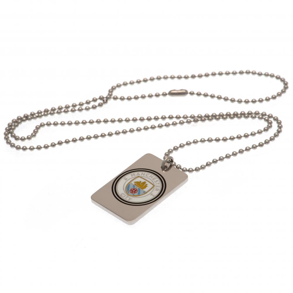 Manchester City FC Enamel Crest Dog Tag & Chain  - Official Merchandise Gifts