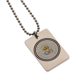 Manchester City FC Enamel Crest Dog Tag & Chain  - Official Merchandise Gifts