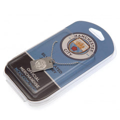 Manchester City FC Silver Plated Dog Tag & Chain  - Official Merchandise Gifts