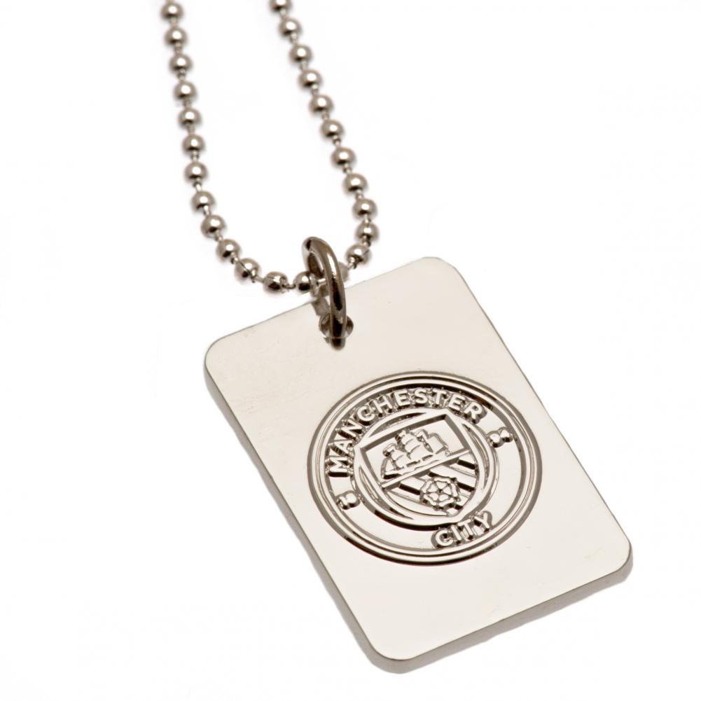 Manchester City FC Silver Plated Dog Tag & Chain  - Official Merchandise Gifts