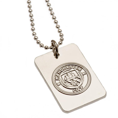 Manchester City FC Silver Plated Dog Tag & Chain  - Official Merchandise Gifts