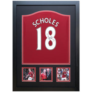 Manchester United FC Scholes Signed Shirt (Framed)  - Official Merchandise Gifts