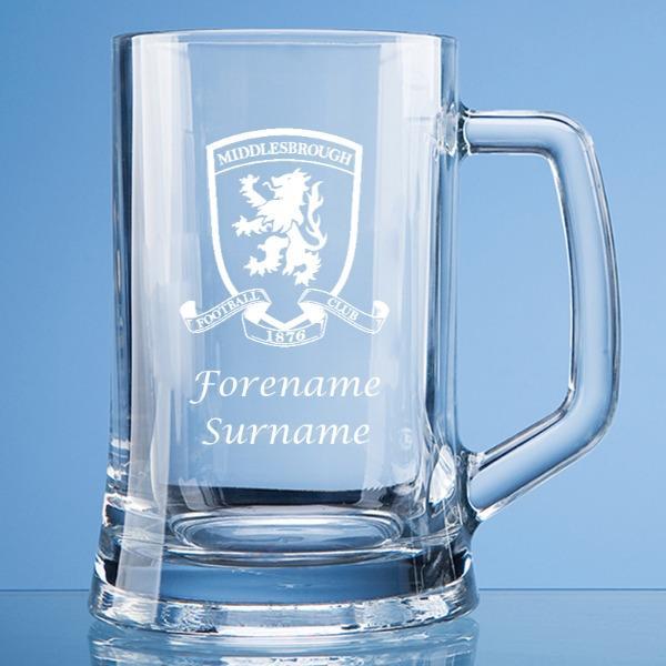 Personalised Middlesbrough FC Large Tankard Glass