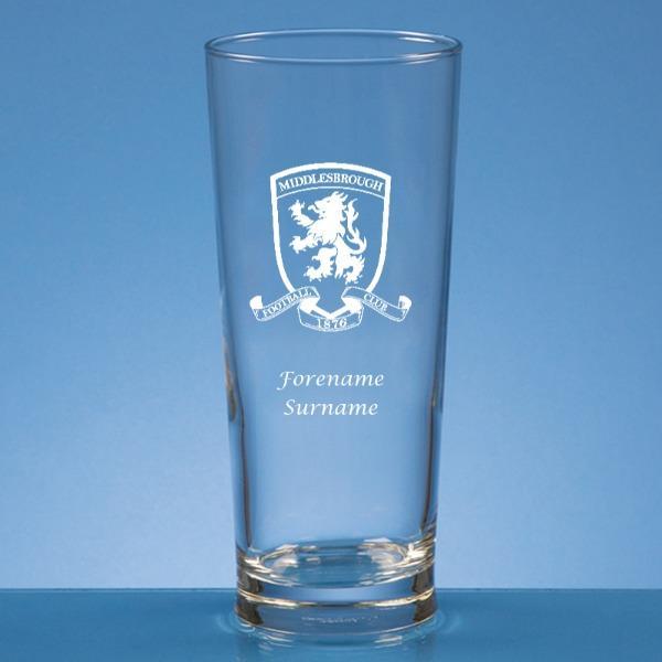 Personalised Middlesbrough FC Pint Glass