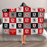 Middlesbrough FC Personalised Adult Hooded Fleece Blanket - Chequered