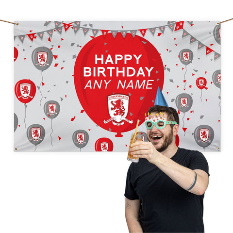 Middlesbrough FC Personalised Banner (5ft x 3ft, Balloons Design)