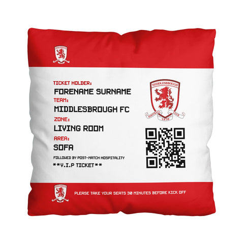 Middlesbrough FC Personalised Cushion - Fans Ticket (18")