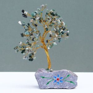 Moss Agate Gemstone Tree Ornament - 160 Stone