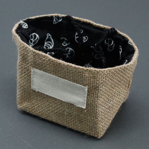 Natural Jute Cotton Gift Bag - Black Lining - Small