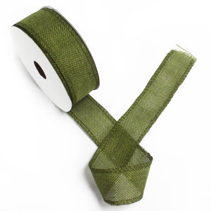 Natural Texture Ribbon 38mm x 20m - Xmas Green