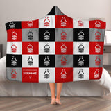 Nottingham Forest Personalised Adult Hooded Fleece Blanket - Chequered