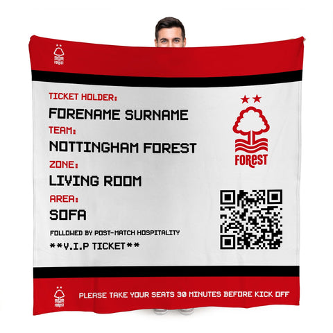 Nottingham Forest Personalised Fleece Blanket (Fans Ticket Design)
