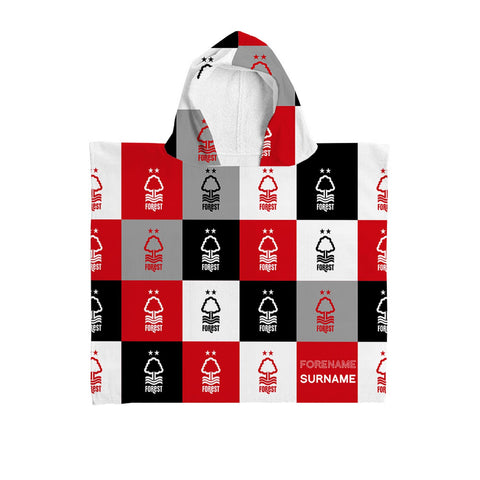 Nottingham Forest Personalised Kids' Hooded Towel - Chequered