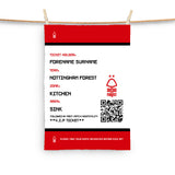 Nottingham Forest Tea Towel - Personalised (Fans Ticket Design)