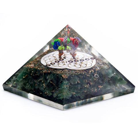 Orgonite Pyramid - Green Acewnturine nd Flower of Life - 70 mm