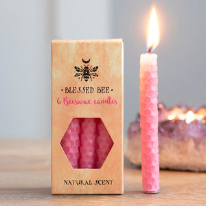 Pack of 6 Pink Beeswax Spell Candles