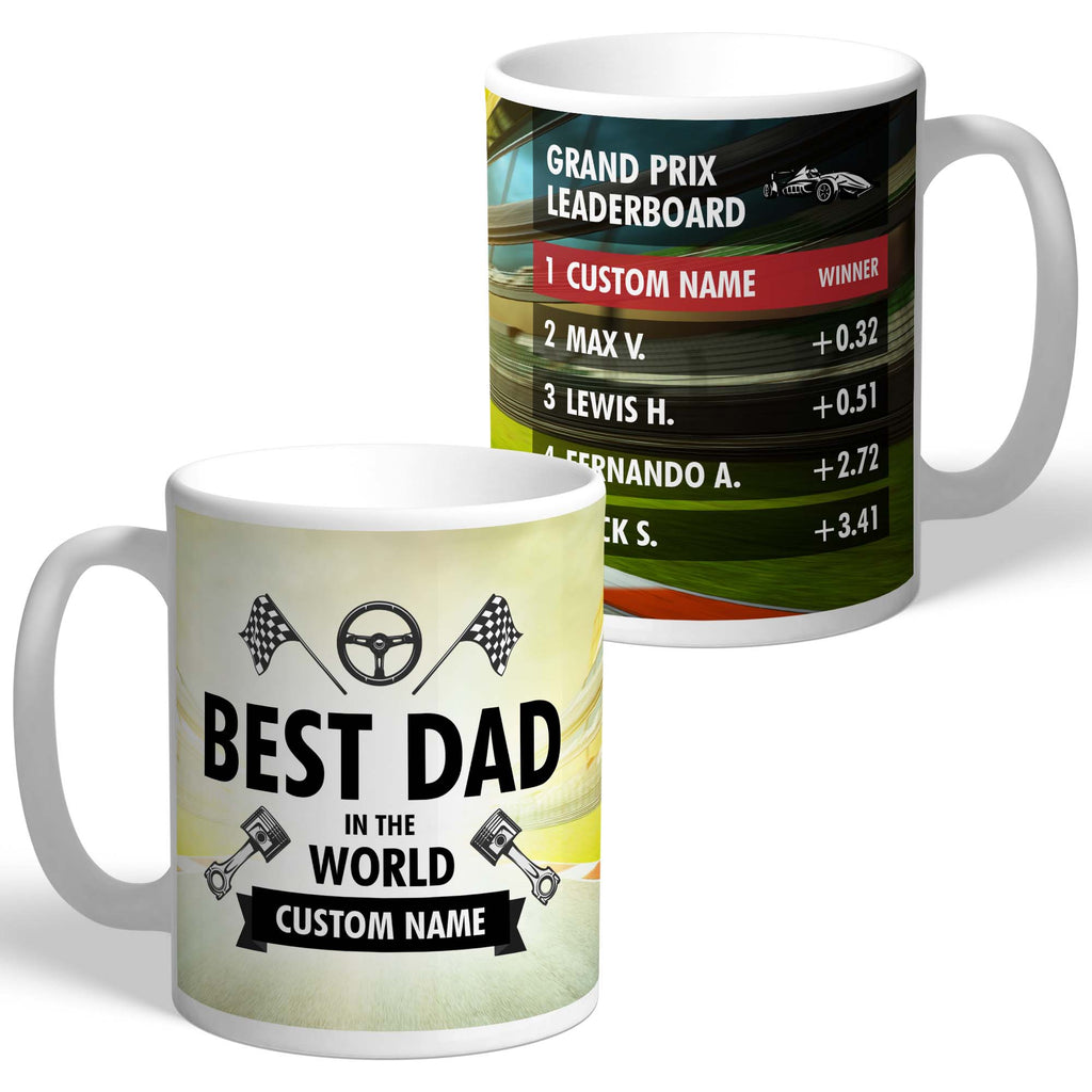 Personalised Best Dad Grand Prix Motorsport Mug