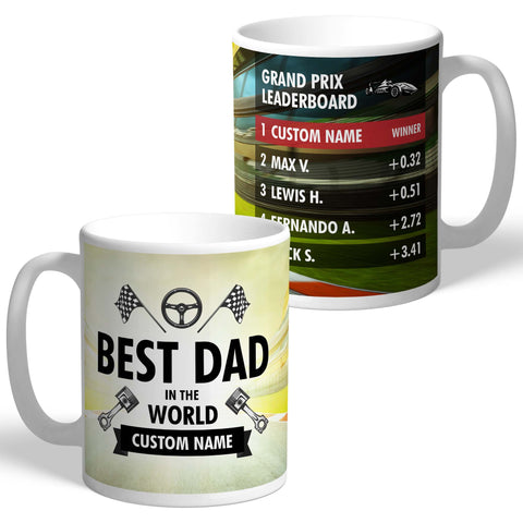 Personalised Best Dad Grand Prix Motorsport Mug