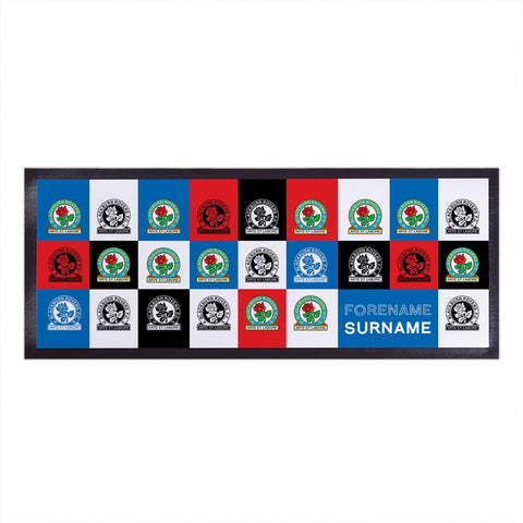 Personalised Blackburn Rovers Bar Runner - Chequered