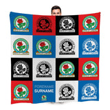 Personalised Blackburn Rovers Fleece Blanket - Chequered