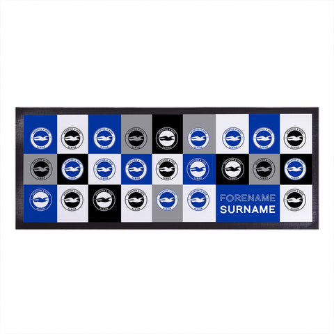 Personalised Brighton & Hove Albion Bar Runner - Chequered